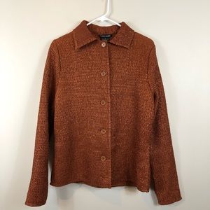 Tania Nardi Dark Orange Crinkle Jacket Top M